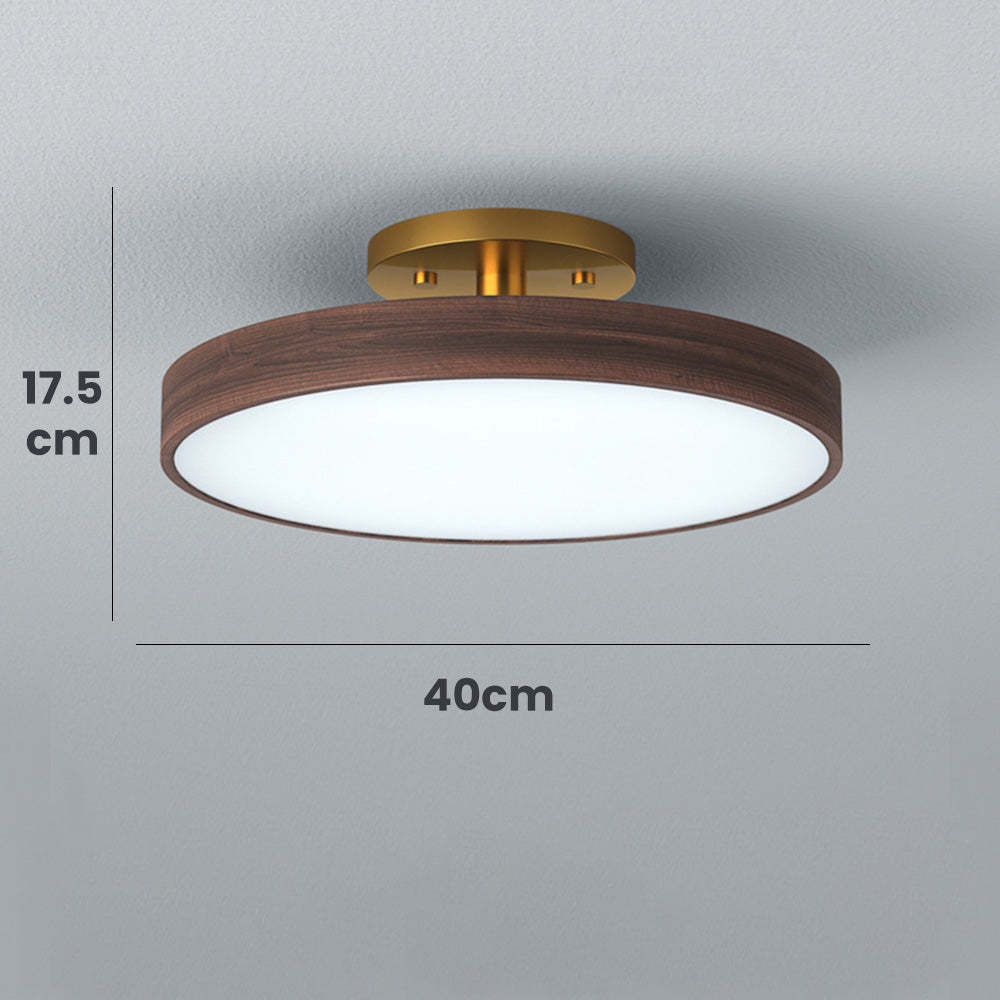 Round Wood LED Ceiling Lights For Bedroom 