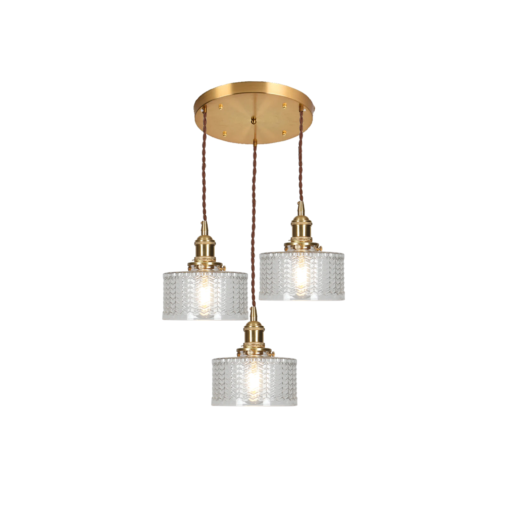 Retro Short Cylinder Wavy Glass Pendant Light -Homdiy