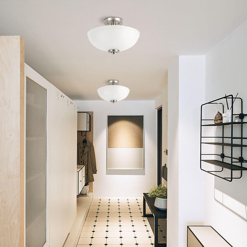 Glass Semi-Flush Round Hallway Ceiling Lights