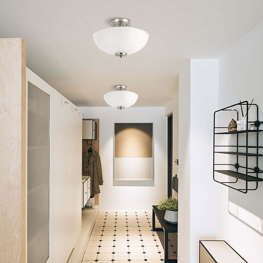 Glass Semi-Flush Round Hallway Ceiling Lights