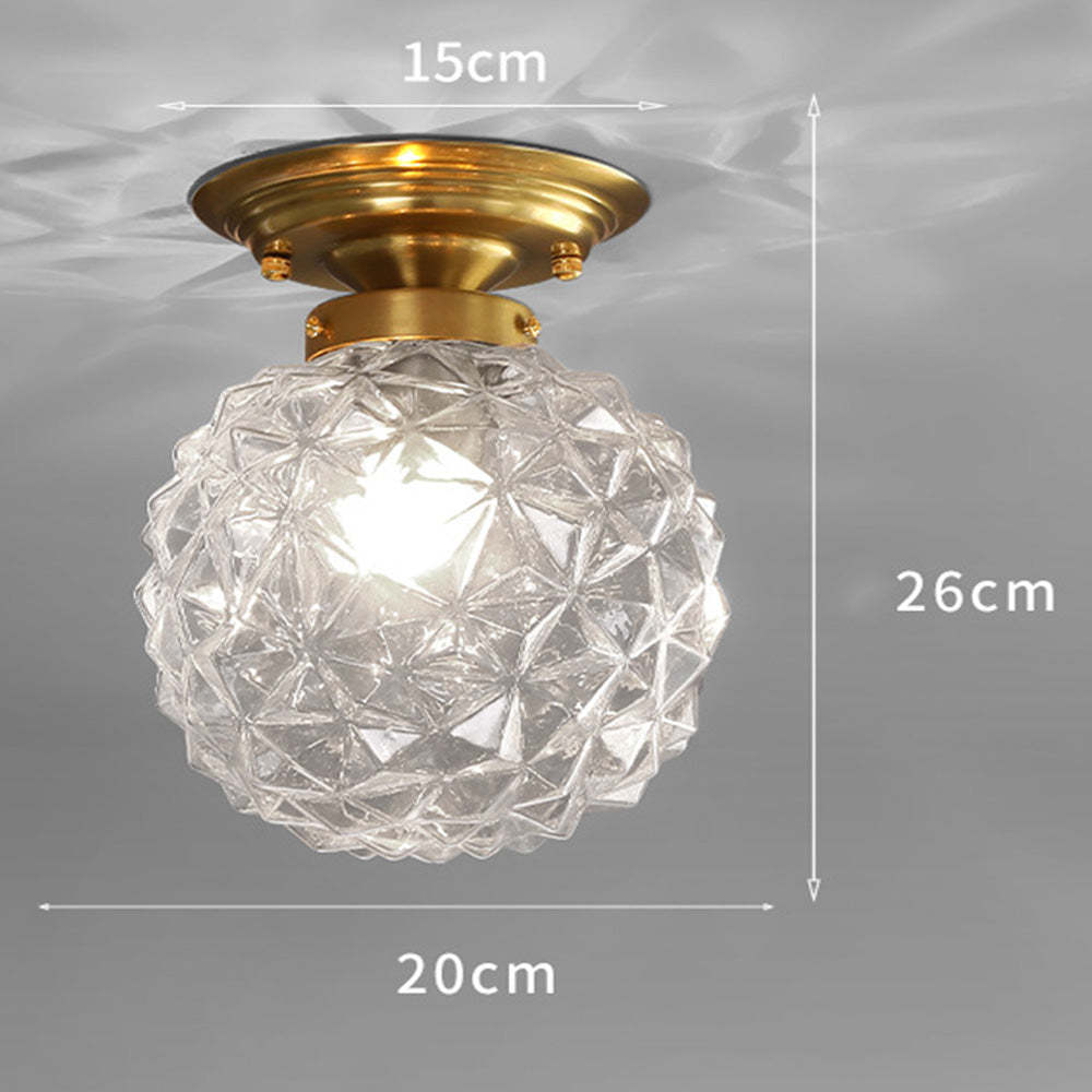 Contemporary Clear Glass Hallway Semi-Flush Ceiling Light