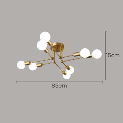 Stylish Muti-Lights Contemporary Gold Iron Living Room Ceiling Lights