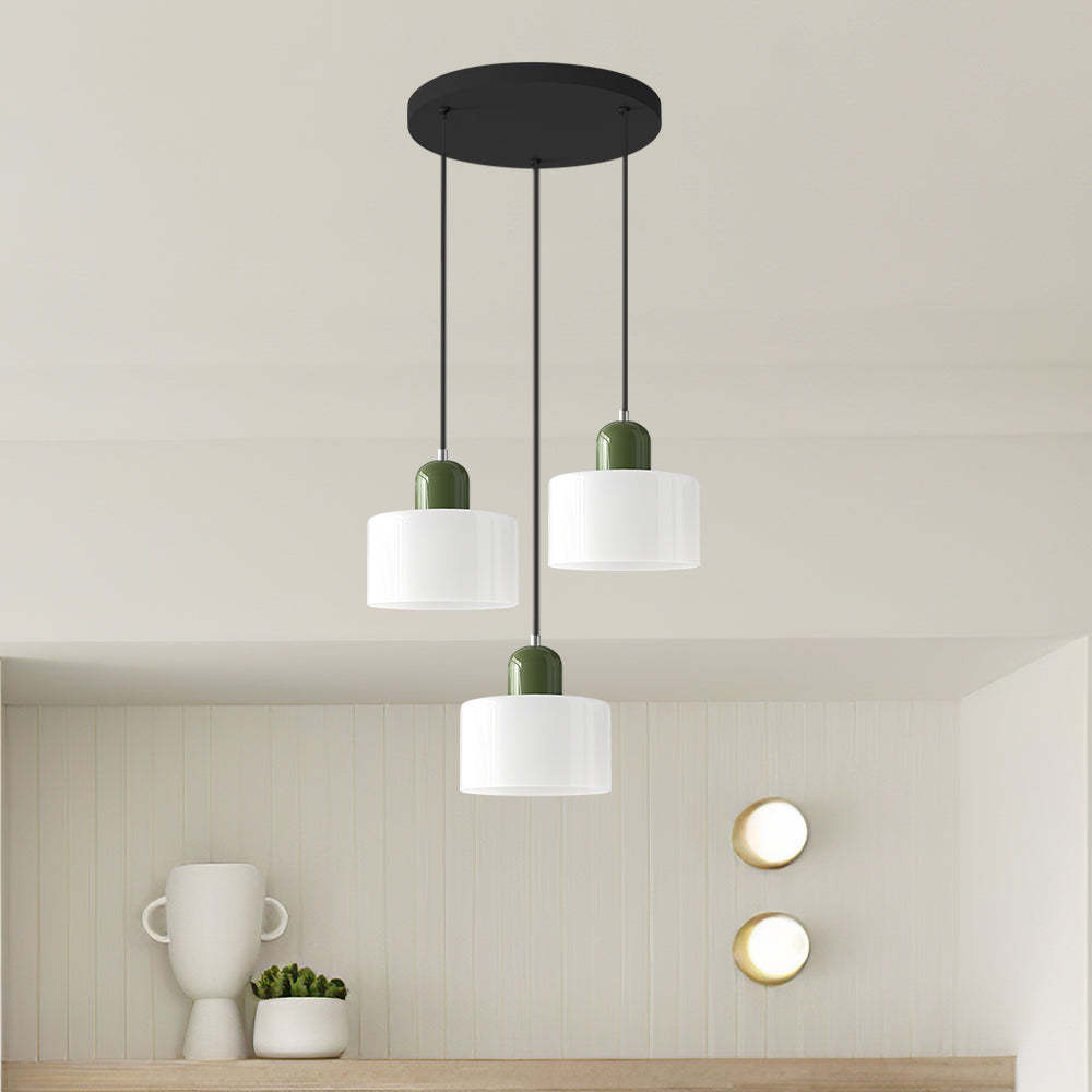 Contemporary 3-Heads Glass Pendant Light For Kitchen