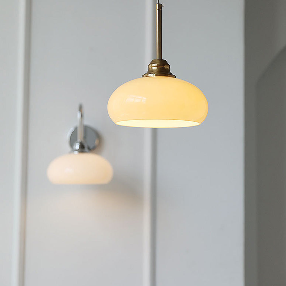 Contemporary Round White Bedside Pendant Lights