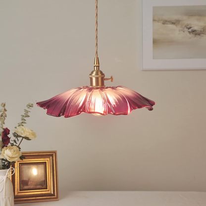 Vintage Flower Shape Glass Pendant Light For Dining Room