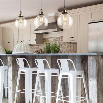 Minimalist Style Black Glass Pendant Light For Kitchen