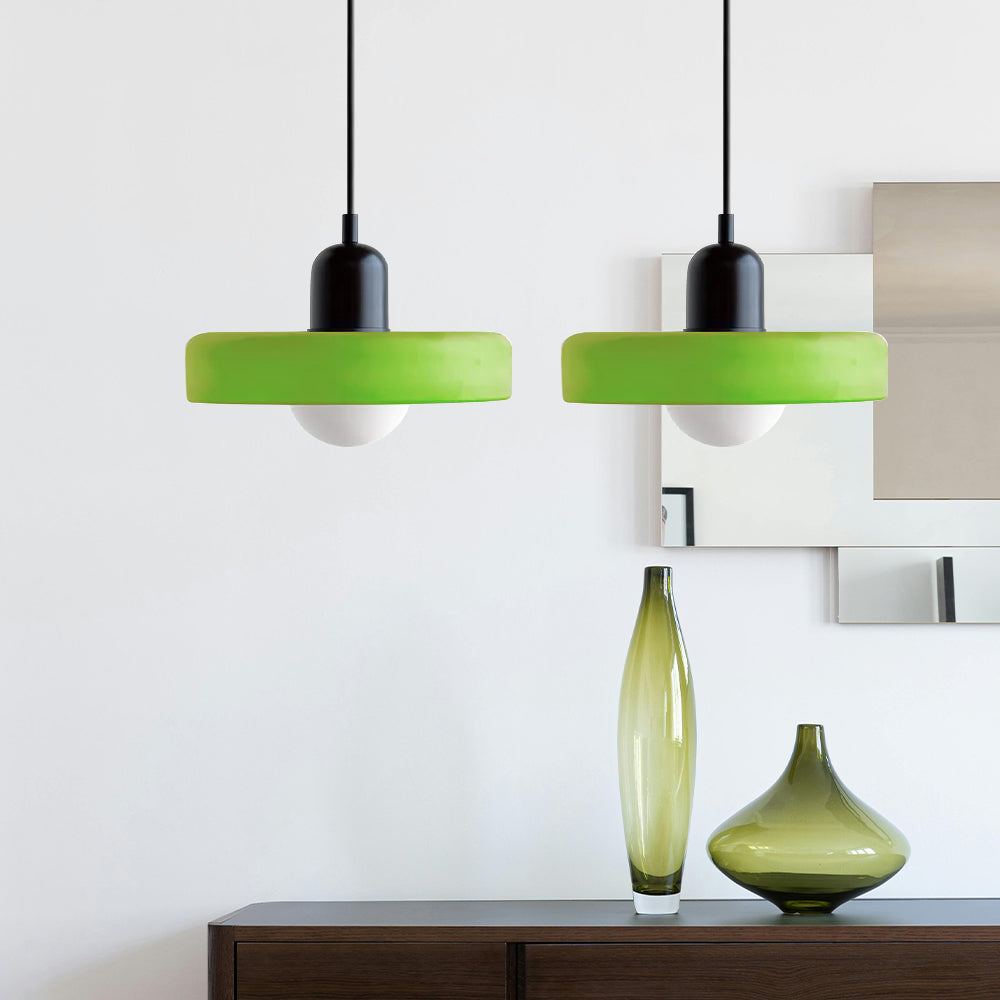 2 Lights Modern Coloured Glass Pendant Light
