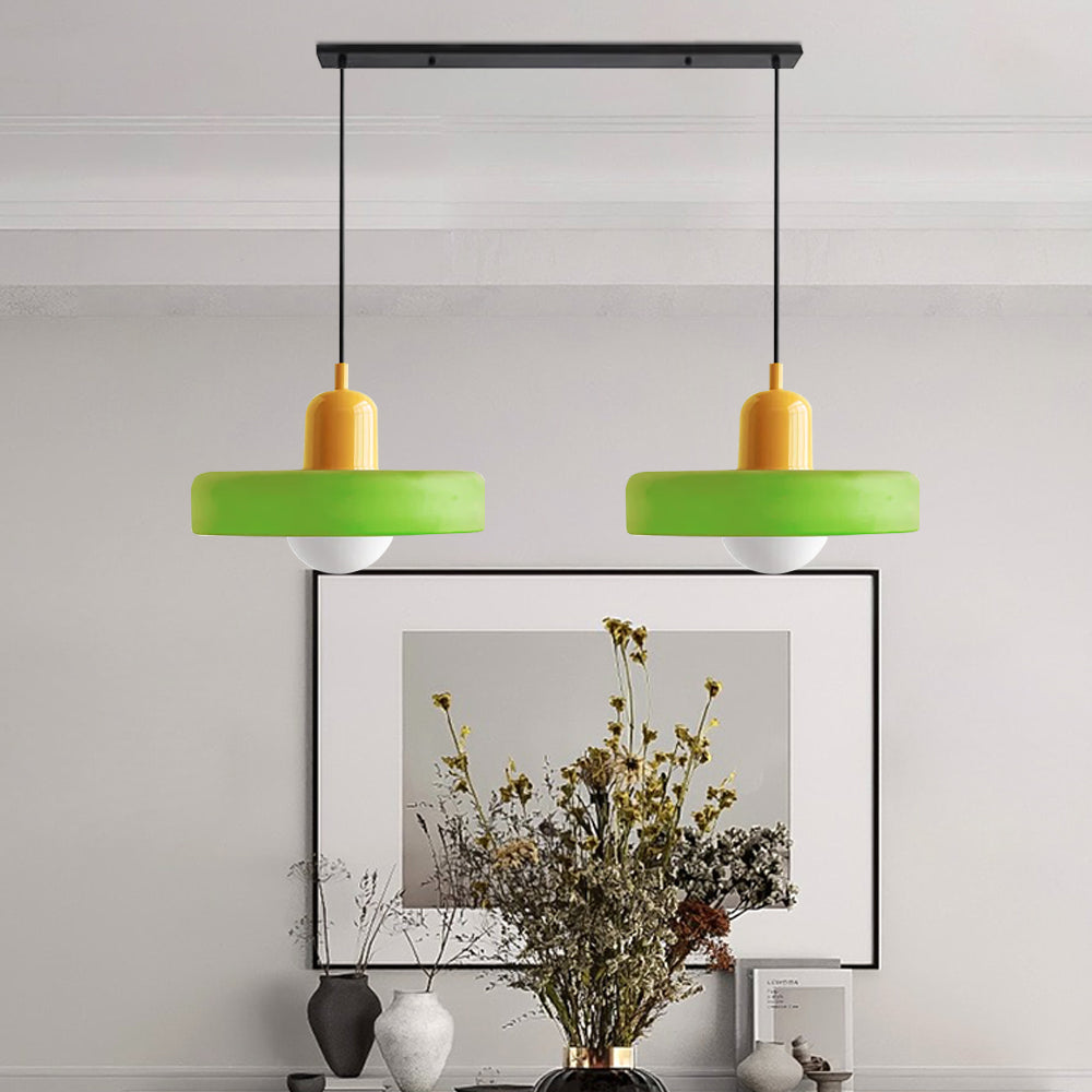 2 Lights Modern Coloured Glass Pendant Light