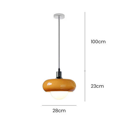 Bauhaus Dome Simple Amber Glass Pendant Light