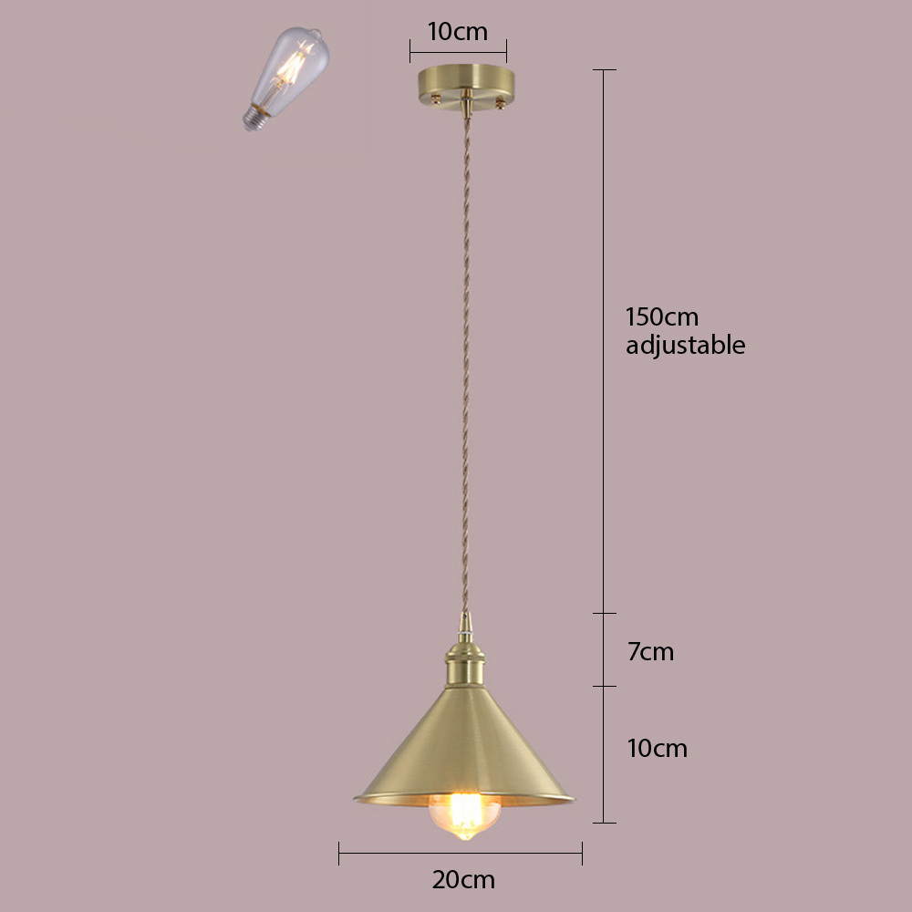 Retro Industrial Round Brass Pendant Lights For Kitchen