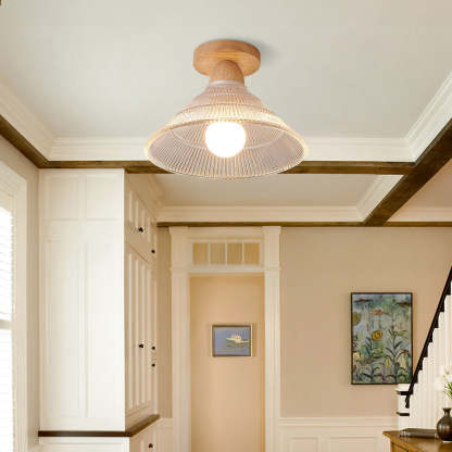 Vintage Wood Glass Ceiling Lights For Hallway