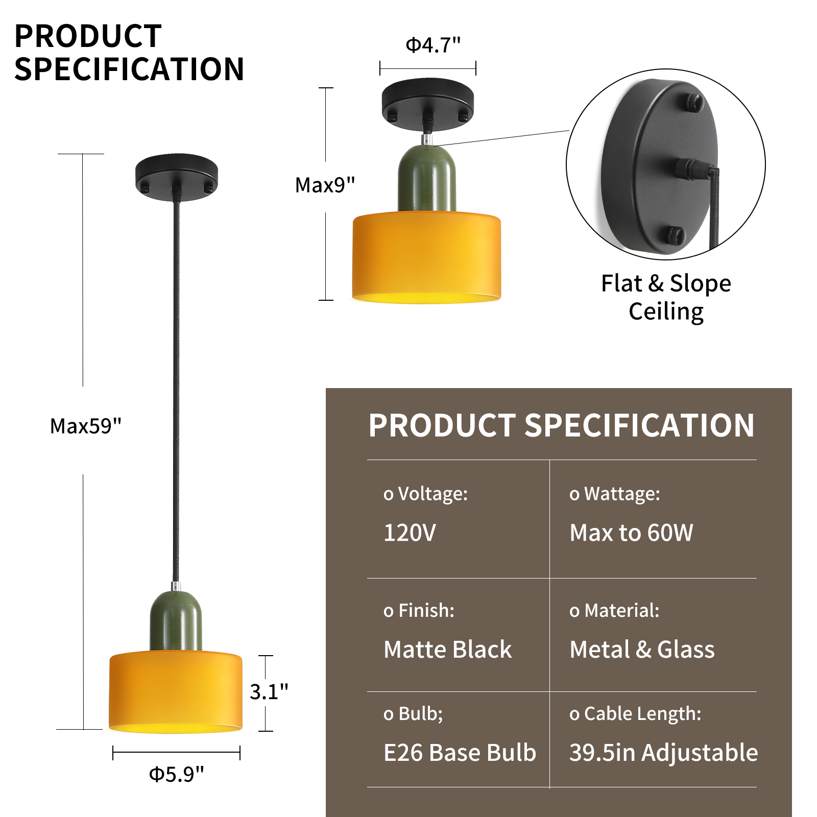 Vintage Glass Pendant Light For Dining Room