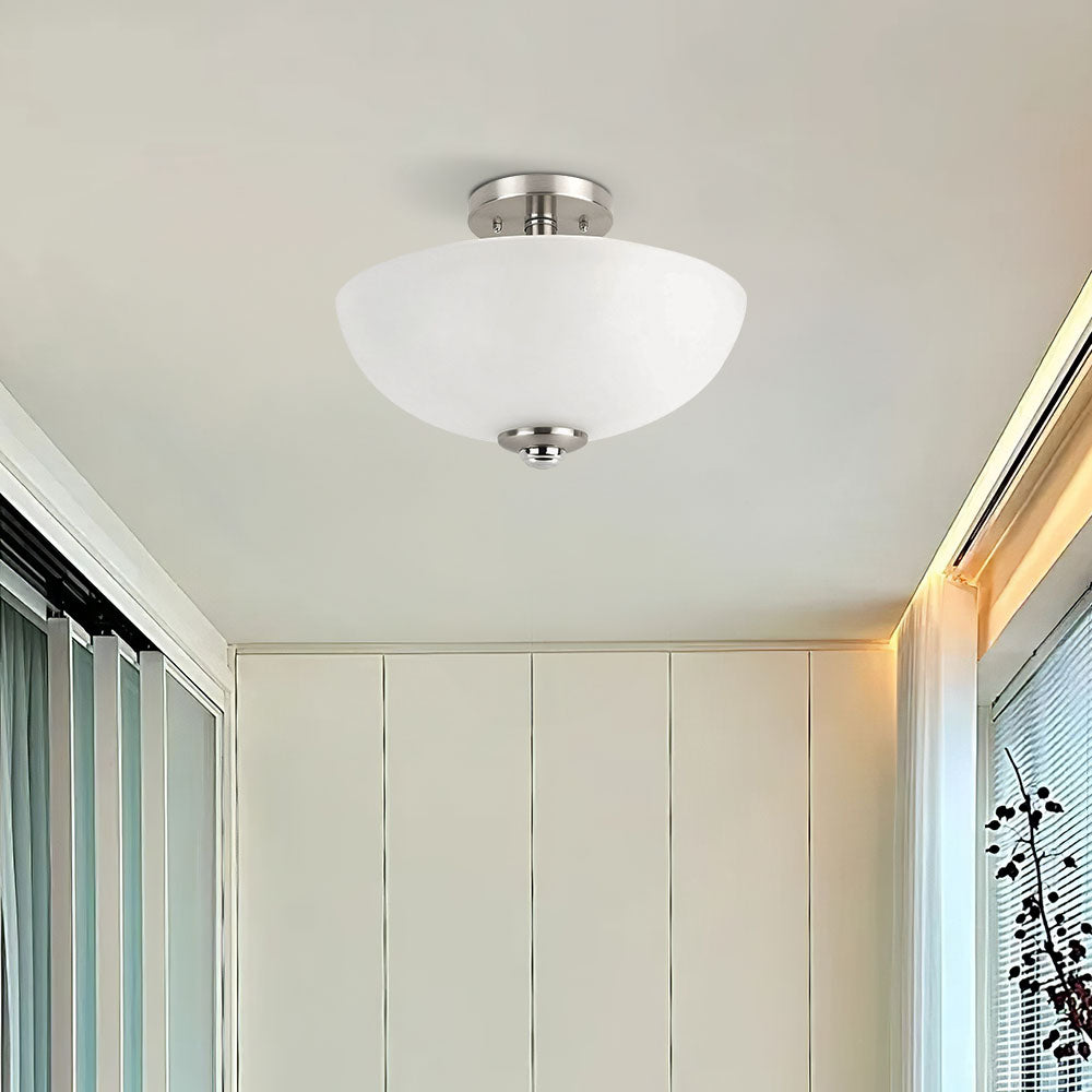 Glass Semi-Flush Round Hallway Ceiling Lights