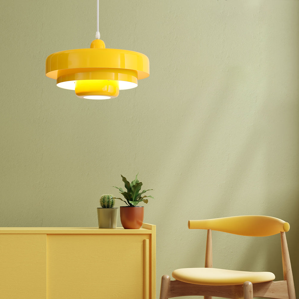 Medieval Danish Retro Yellow Bauhaus Ceiling Pendant Light