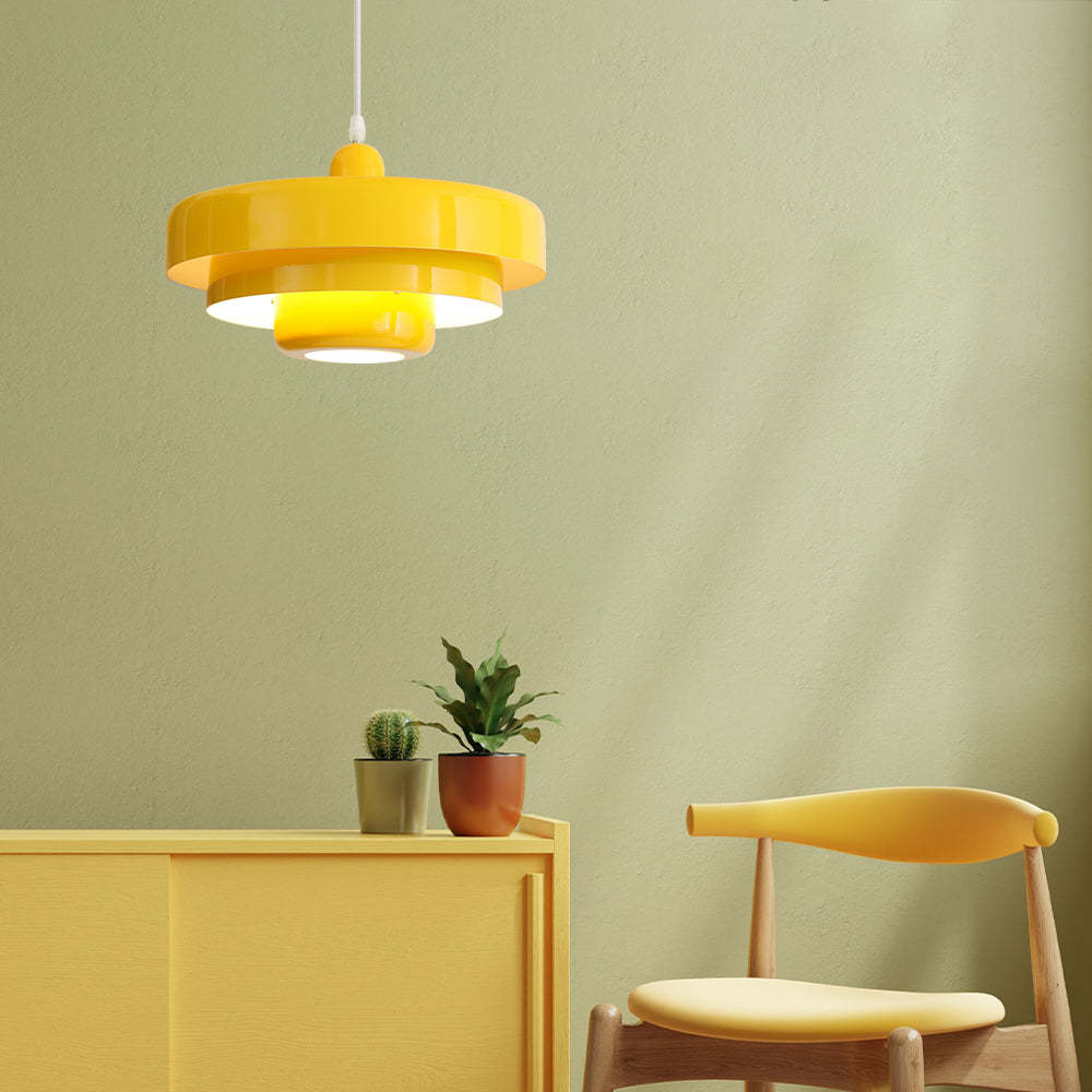 Medieval Danish Retro Yellow Bauhaus Ceiling Pendant Light