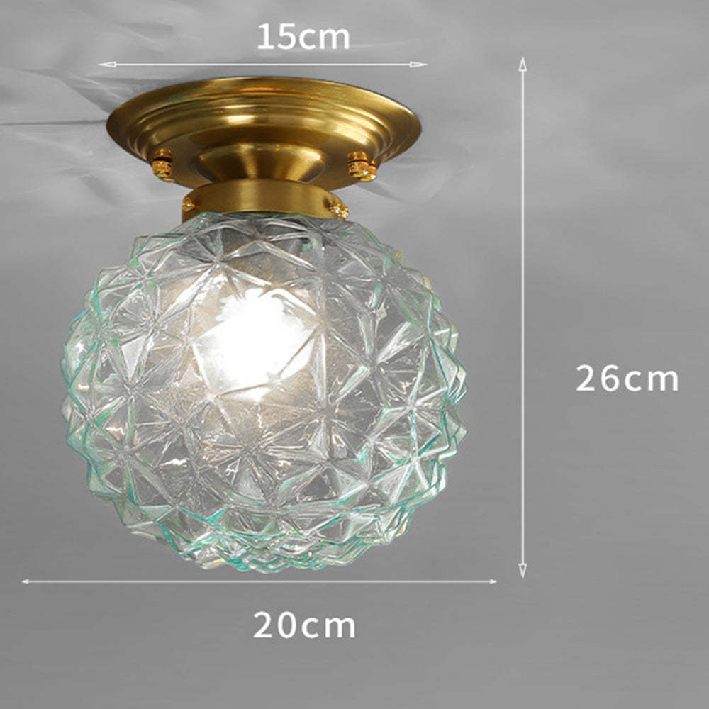 Contemporary Clear Glass Hallway Semi-Flush Ceiling Light