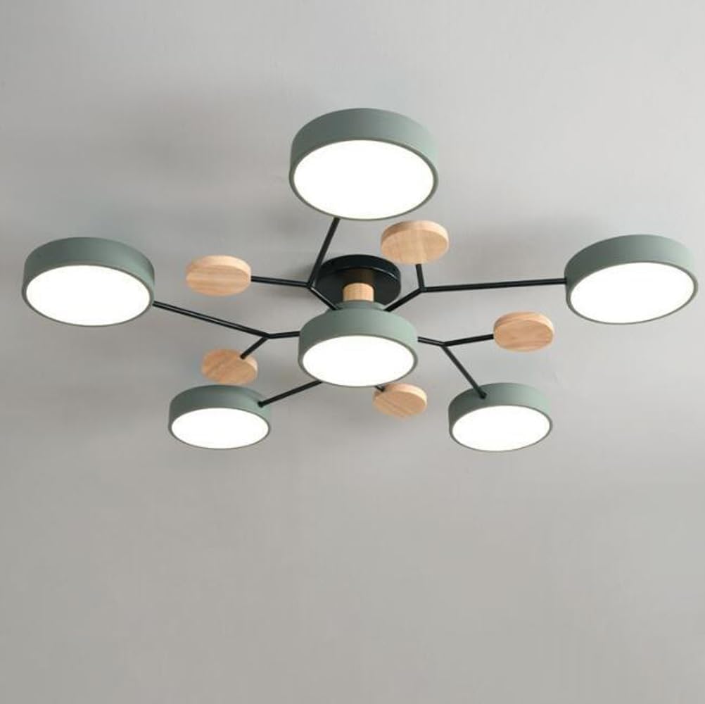 Contemporary Multi-Head Round Iron LED Semi-Flush Chandelier