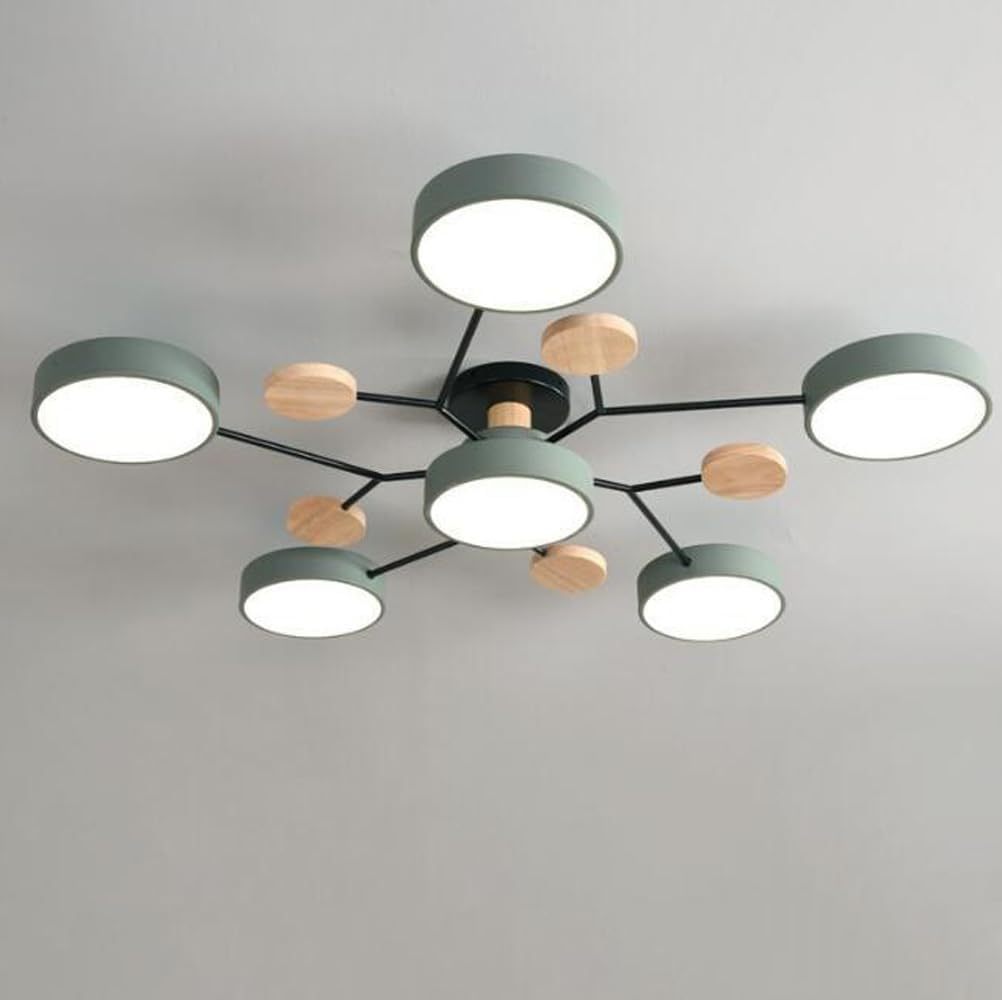 Contemporary Multi-Head Round Iron LED Semi-Flush Chandelier