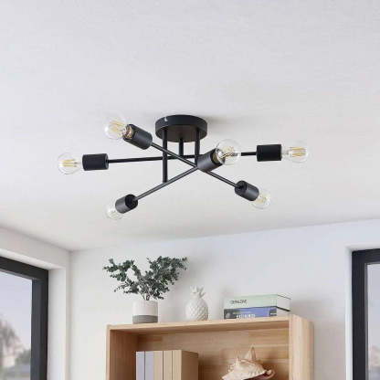 Industrial Black Iron Living Room Semi Flush Ceiling Lights