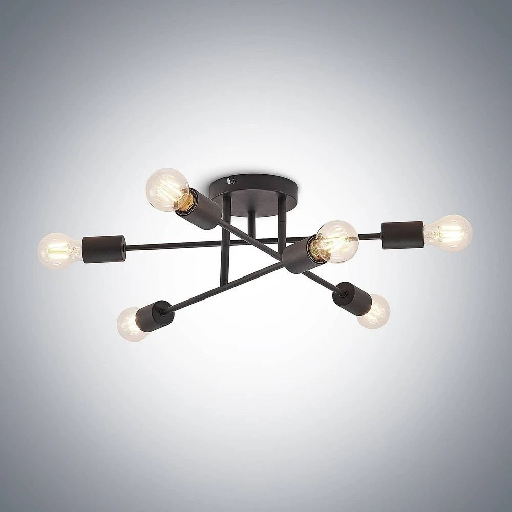 Industrial Black Iron Living Room Semi Flush Ceiling Lights