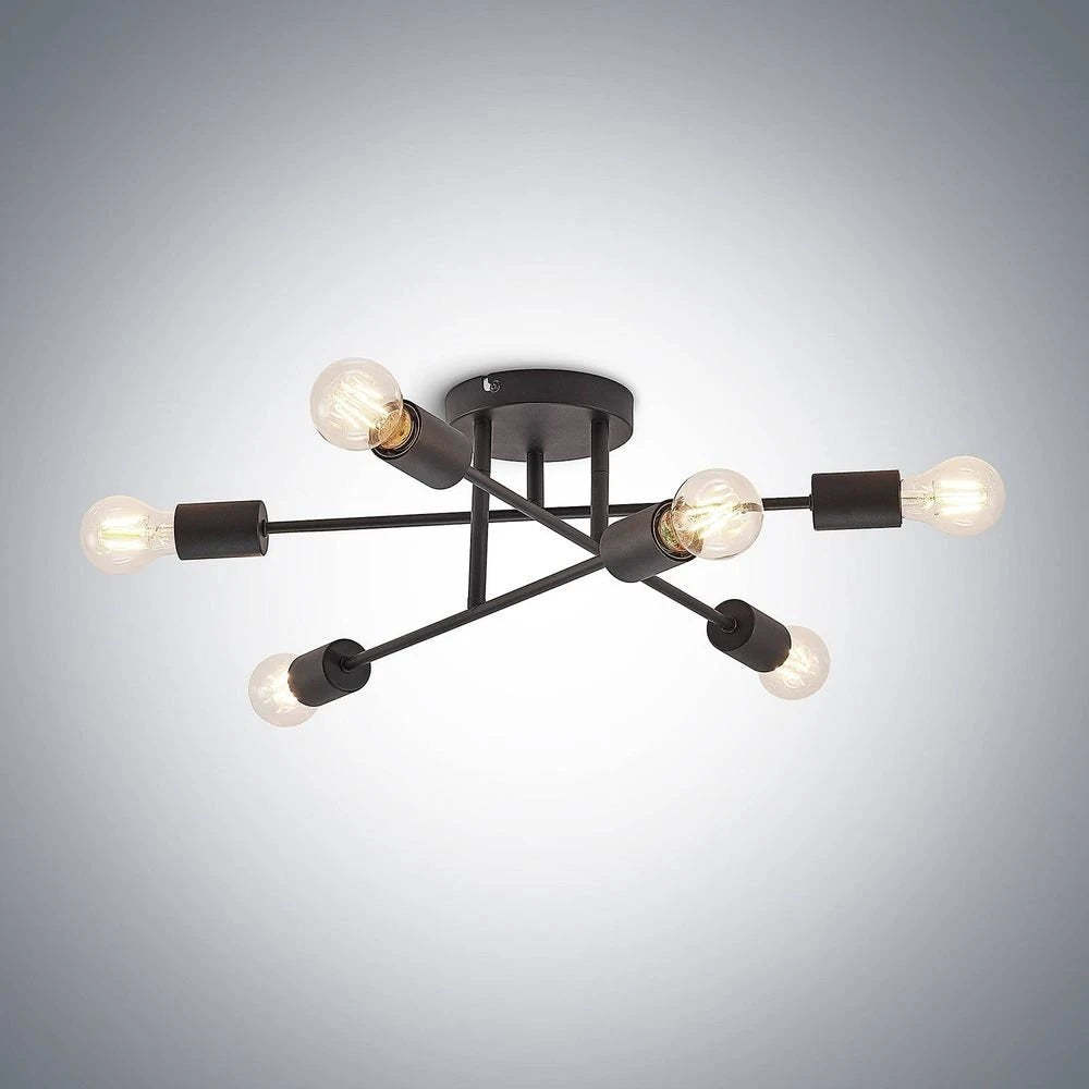 Industrial Black Iron Living Room Semi Flush Ceiling Lights