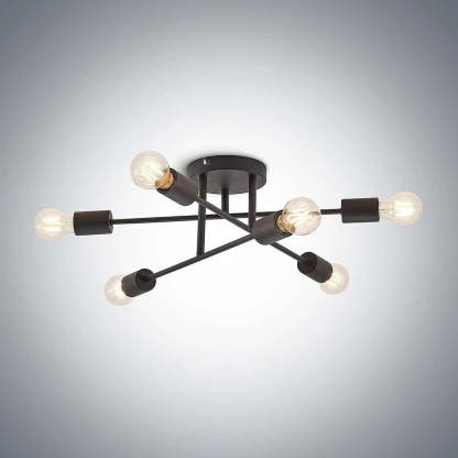 Industrial Black Iron Living Room Semi Flush Ceiling Lights