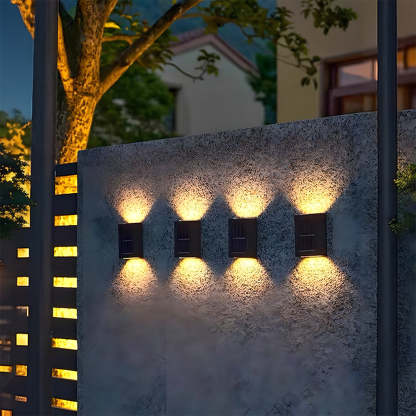 Modern Black Solar IP55 Up Down Outdoor Wall Lights