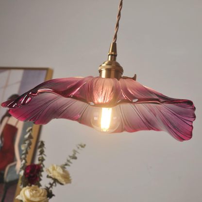 Vintage Flower Shape Glass Pendant Light For Dining Room