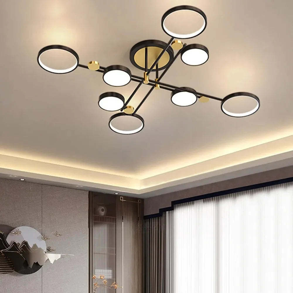 Circular Gold And Black LED Living Room Ceiling Light