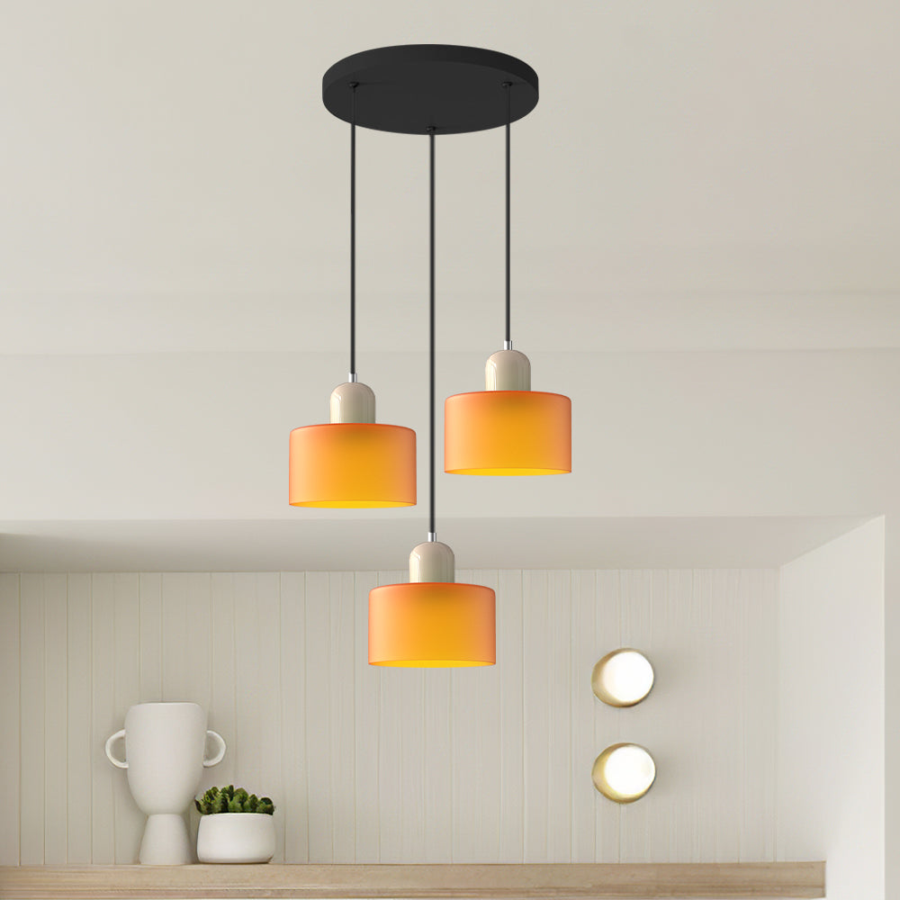 Contemporary 3-Heads Glass Pendant Light For Kitchen