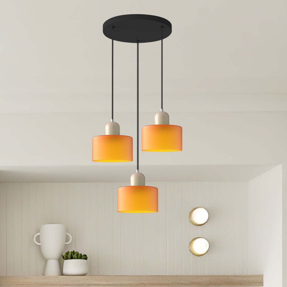 Contemporary 3-Heads Glass Pendant Light For Kitchen