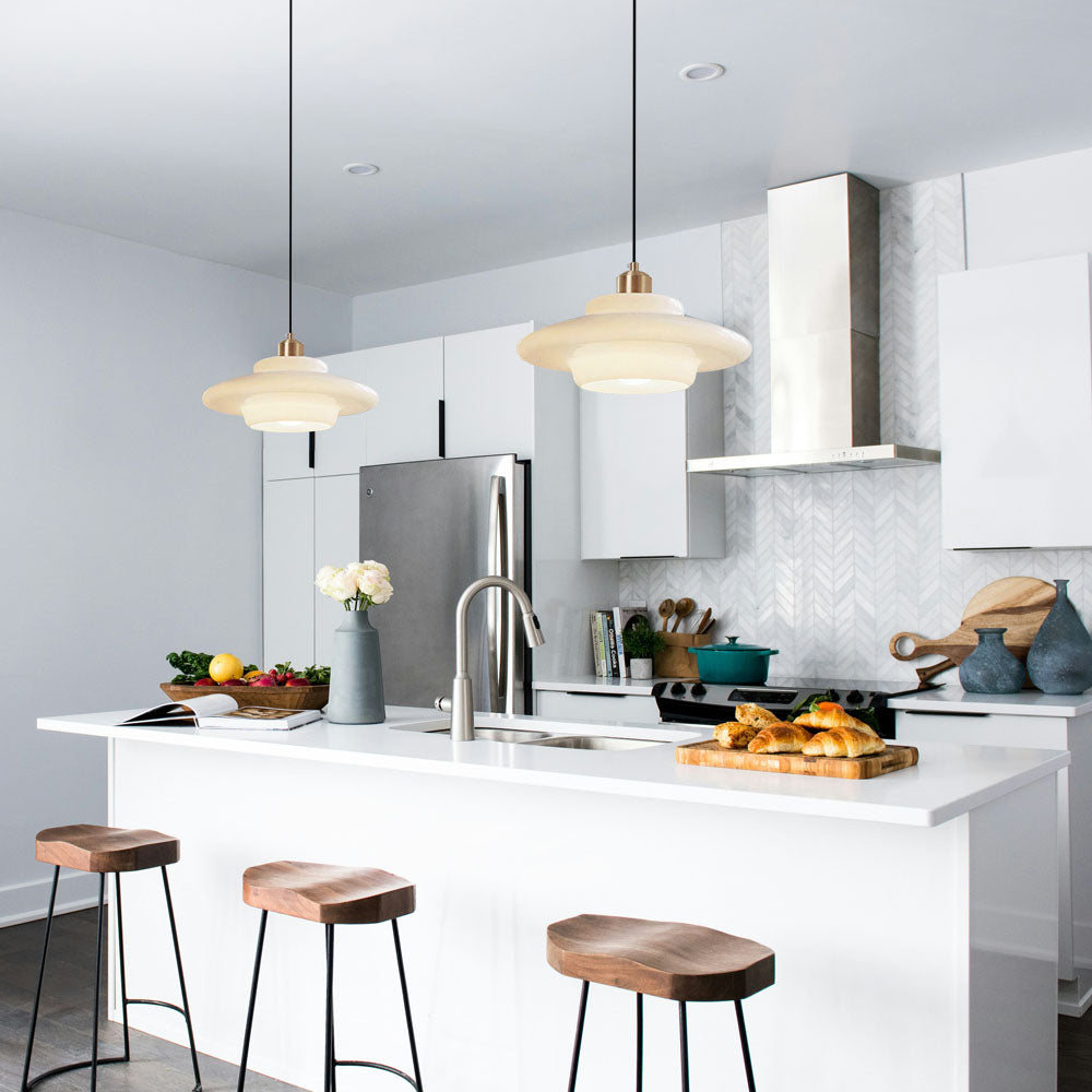 Mid Century Milk White Glass Pendant Hanging Light