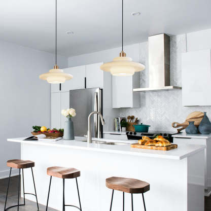 Mid Century Milk White Glass Pendant Hanging Light