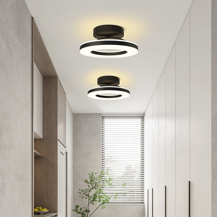 Gold Iron Hallway LED Semi-Flush Ceiling Light