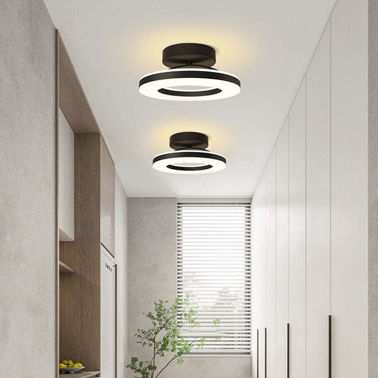 Gold Iron Hallway LED Semi-Flush Ceiling Light
