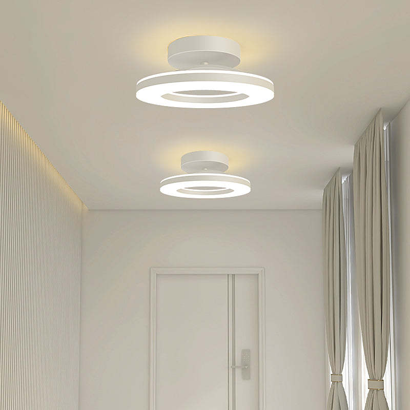Gold Iron Hallway LED Semi-Flush Ceiling Light