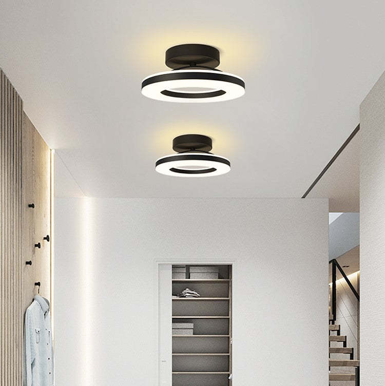 Gold Iron Hallway LED Semi-Flush Ceiling Light