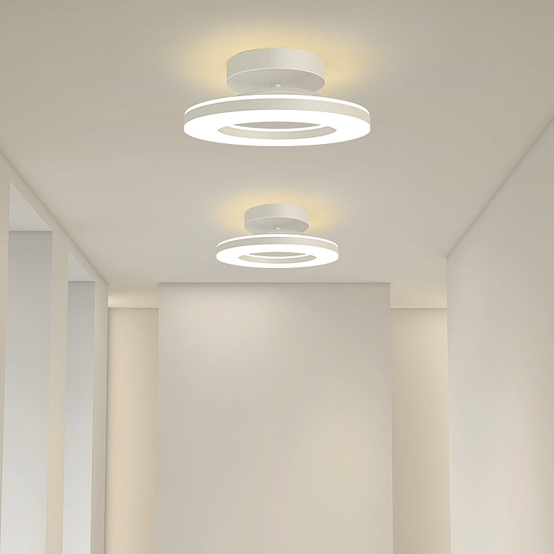 Gold Iron Hallway LED Semi-Flush Ceiling Light