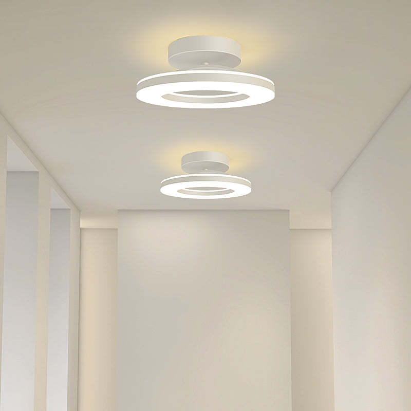 Gold Iron Hallway LED Semi-Flush Ceiling Light