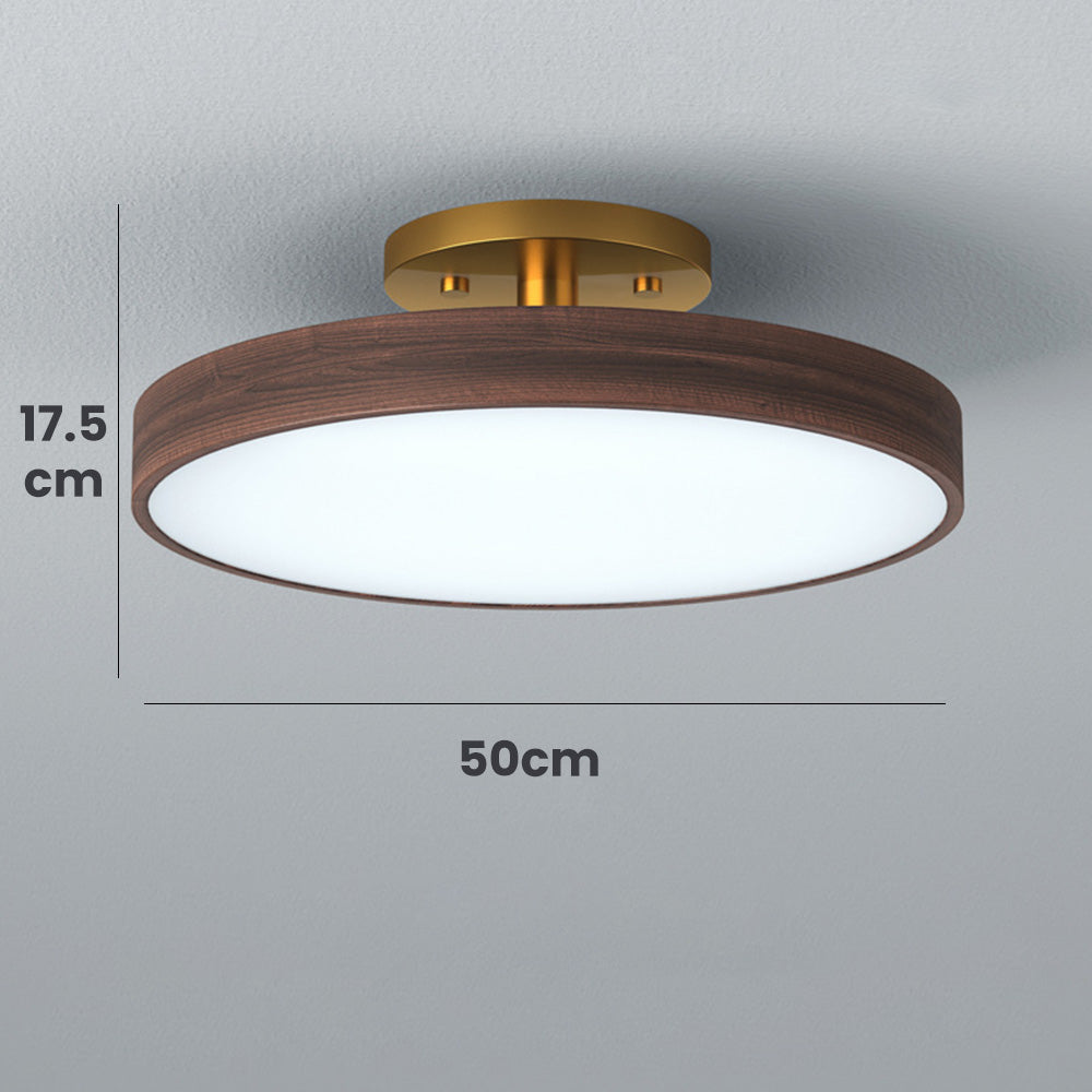 Round Wood LED Ceiling Lights For Bedroom 