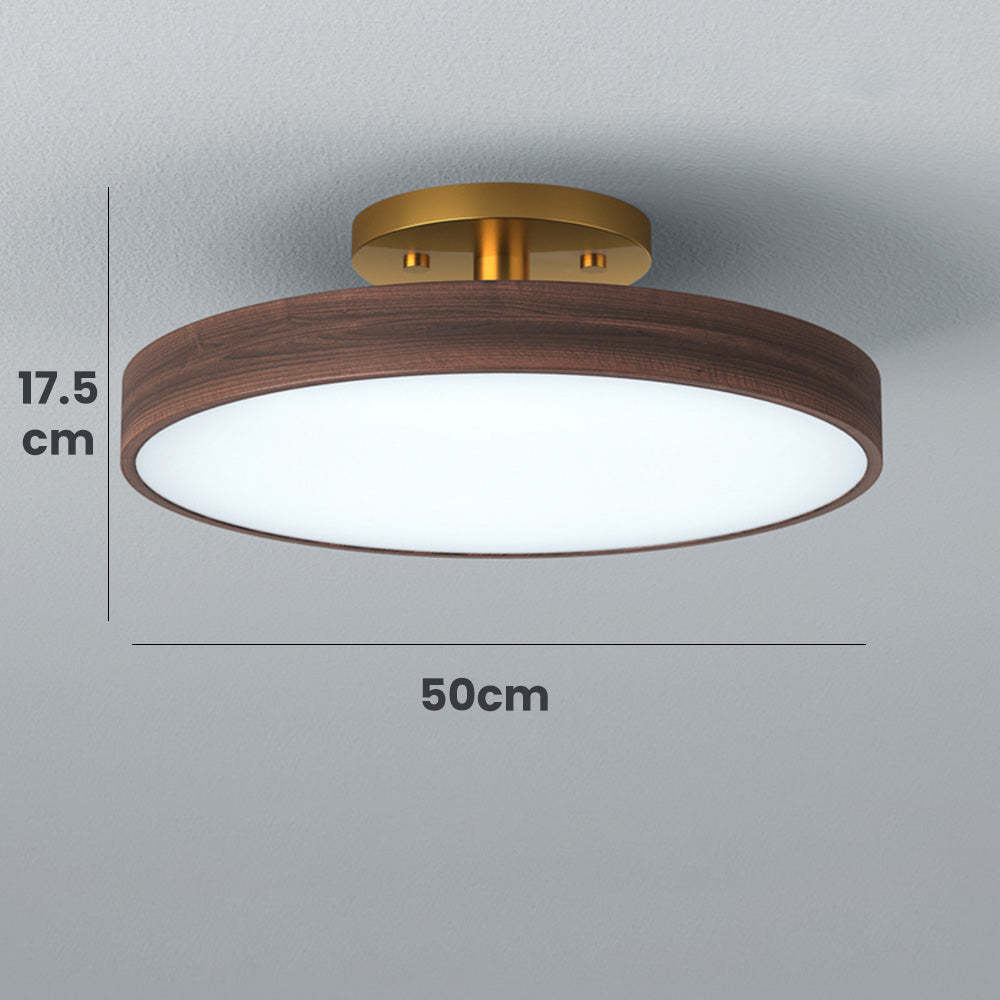 Round Wood LED Ceiling Lights For Bedroom 