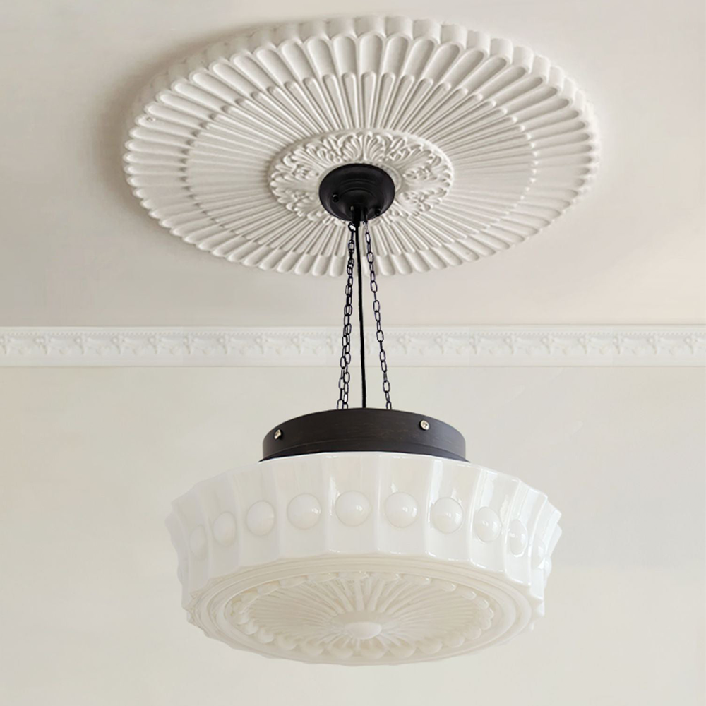 White Vintage Round Pendant Light -Homdiy