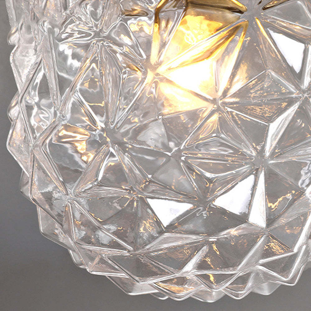 Contemporary Clear Glass Hallway Semi-Flush Ceiling Light