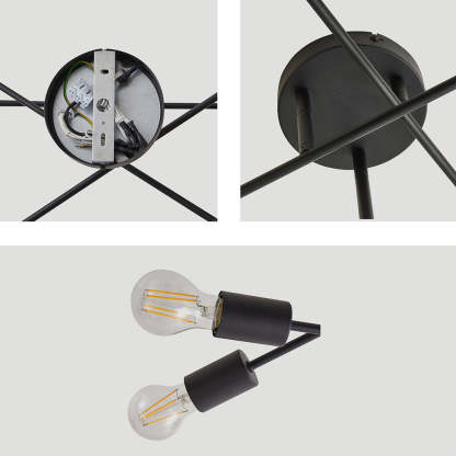 Industrial Black Iron Living Room Semi Flush Ceiling Lights