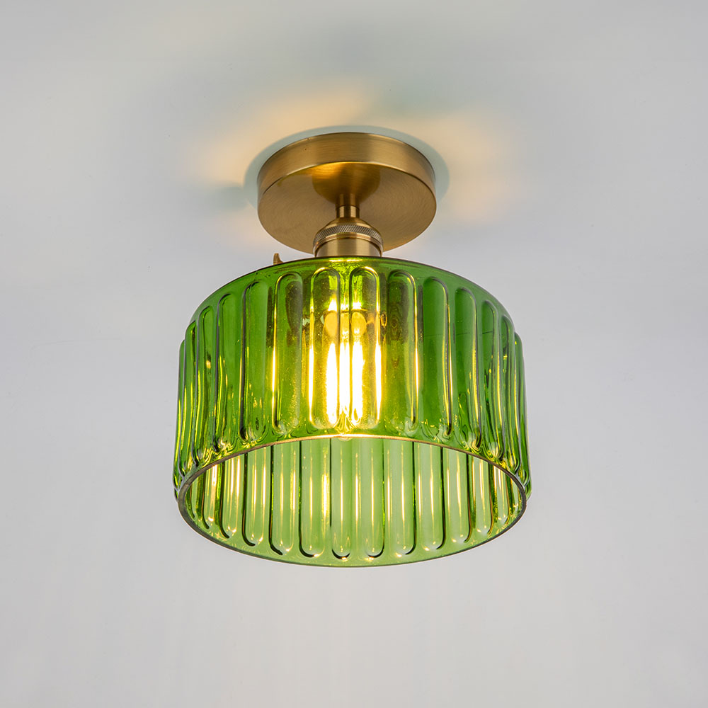 Green Industrial Vintage Glass Ceiling Light