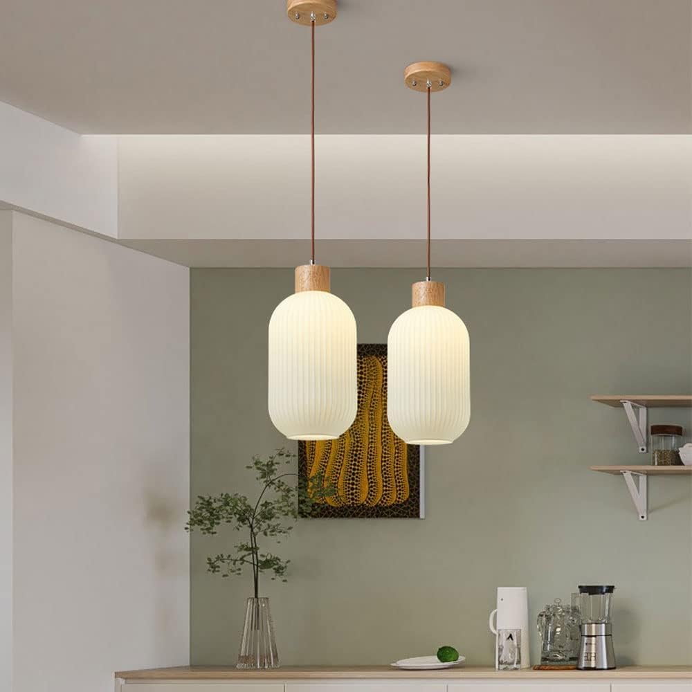 Nordic White Lantern Glass Pendant Lamp -Homdiy