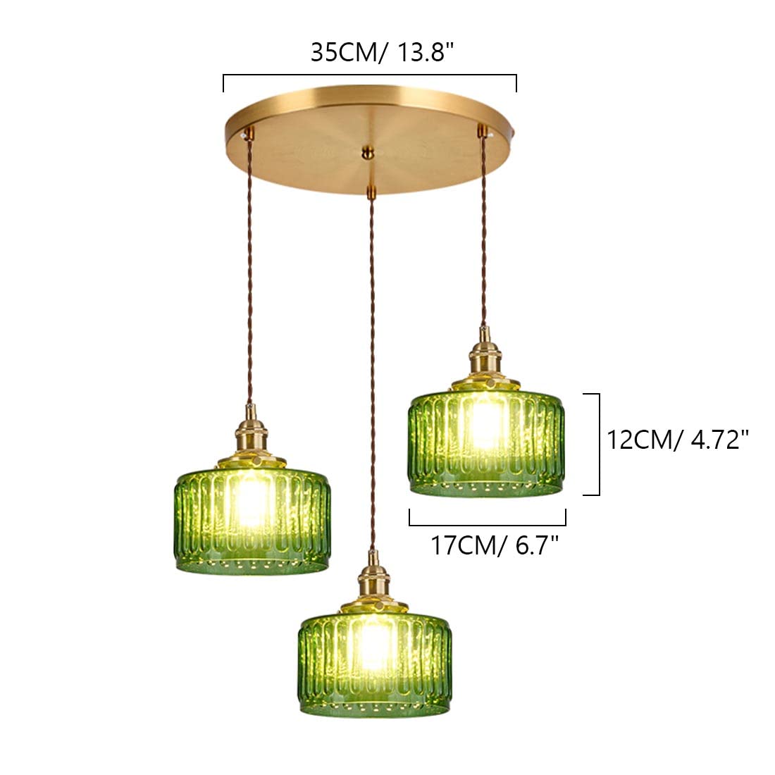Retro Short Cylinder Wavy Glass Pendant Light -Homdiy