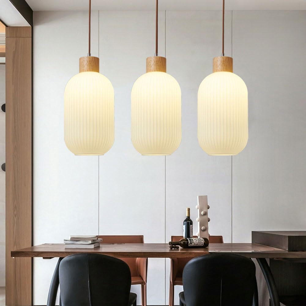 Nordic White Lantern Glass Pendant Lamp -Homdiy