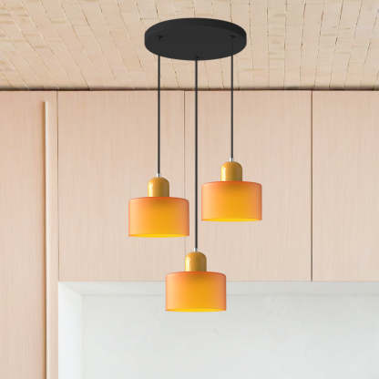 Contemporary 3-Heads Glass Pendant Light For Kitchen