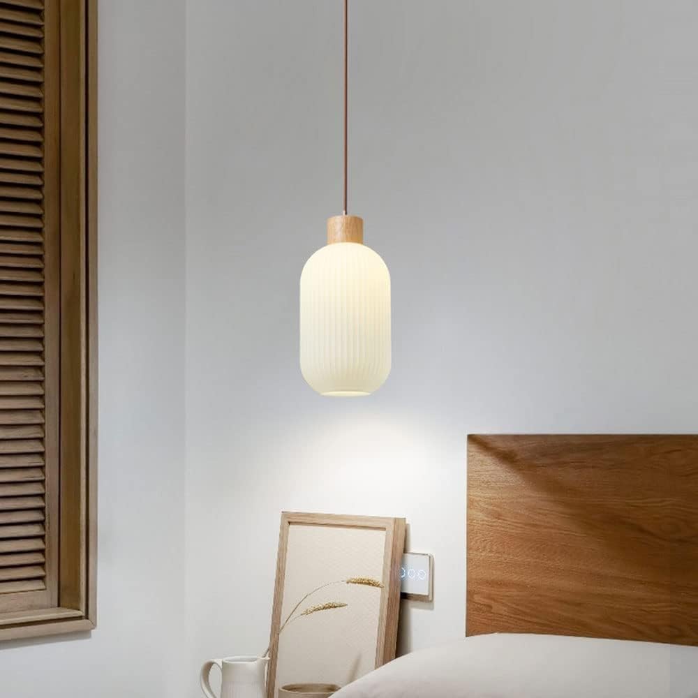 Nordic White Lantern Glass Pendant Lamp -Homdiy